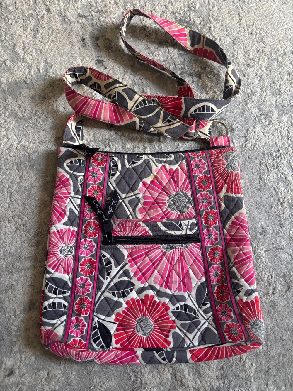 Vera Bradley Pink and Gray Floral Quilted Crossbody